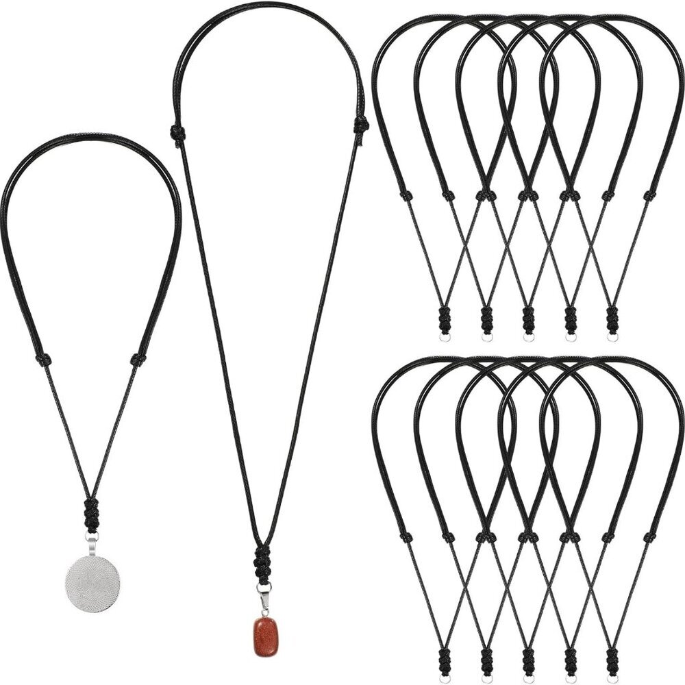 12 Pcs Rope Necklace for Men Vintage Necklace Cord Rope Adjustable Double Knotte